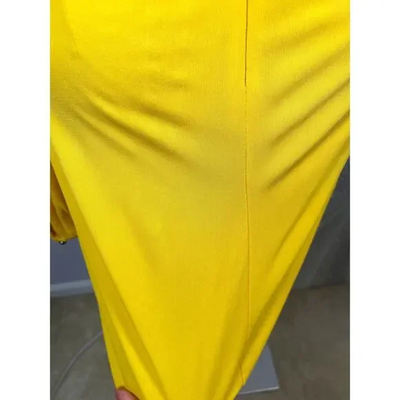 Dundas Yellow Beau Faux Wrap Long Sleeve Plunging V Neck Mini Dress Size 2 - Picture 10 of 13